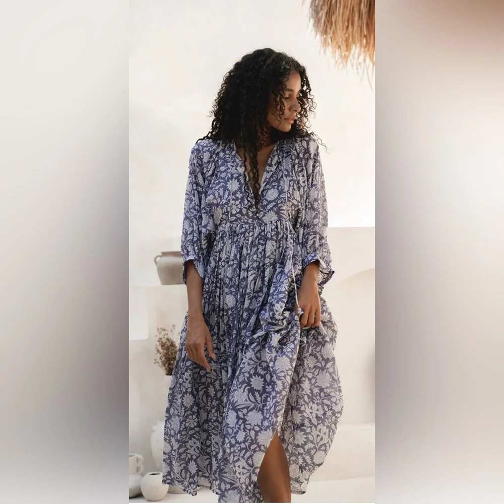 NWT Daughters of India Kyra Midi Dress ~ Blue Iris XXL (12-14) - Picture 11 of 15